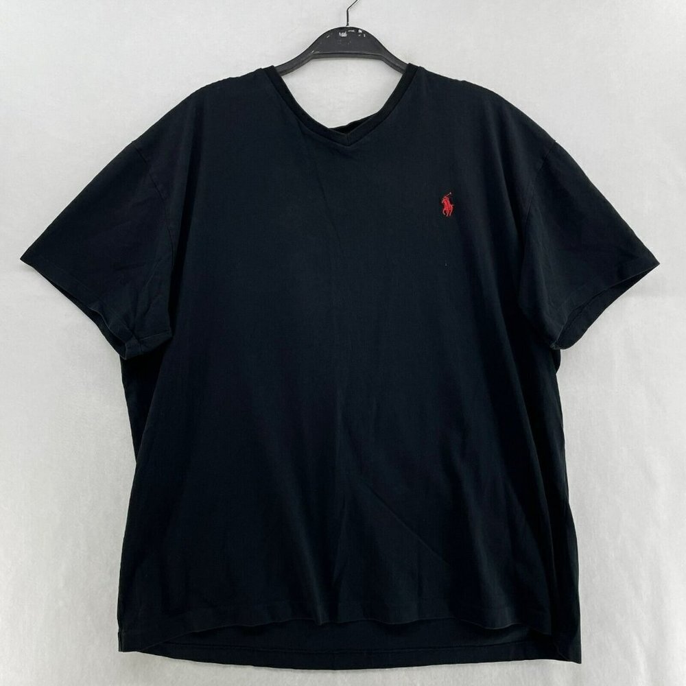 Polo Ralph Lauren T-Shirt Men’s Sz L Black V Neck Short Sleeve Embroidered Logo